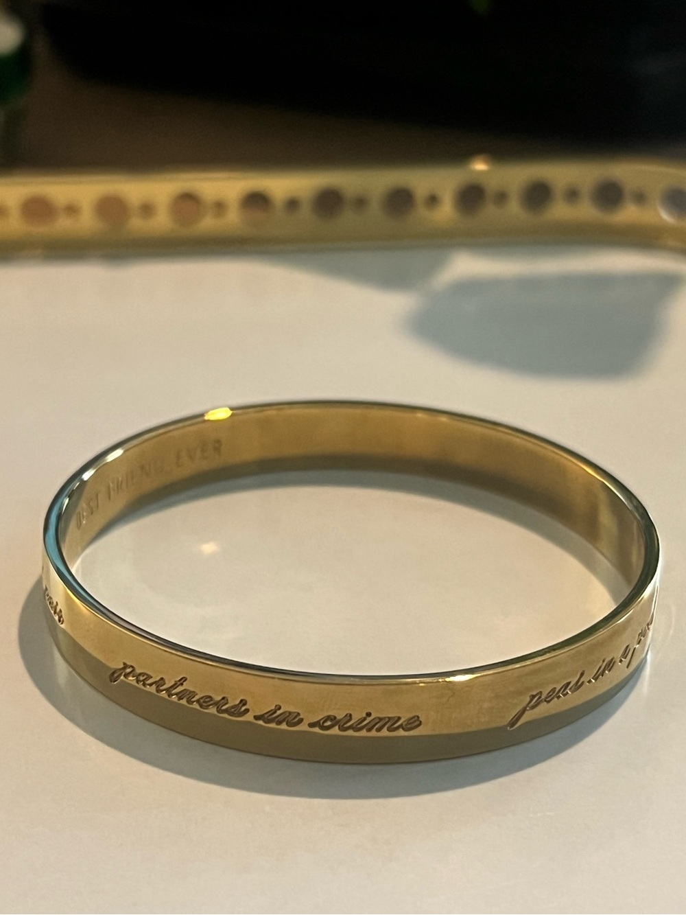Kate Spade Gold Engraved 'Sidekicks' Best Friend Bangle Bracelet with Dust Bag - Picture 5 of 6